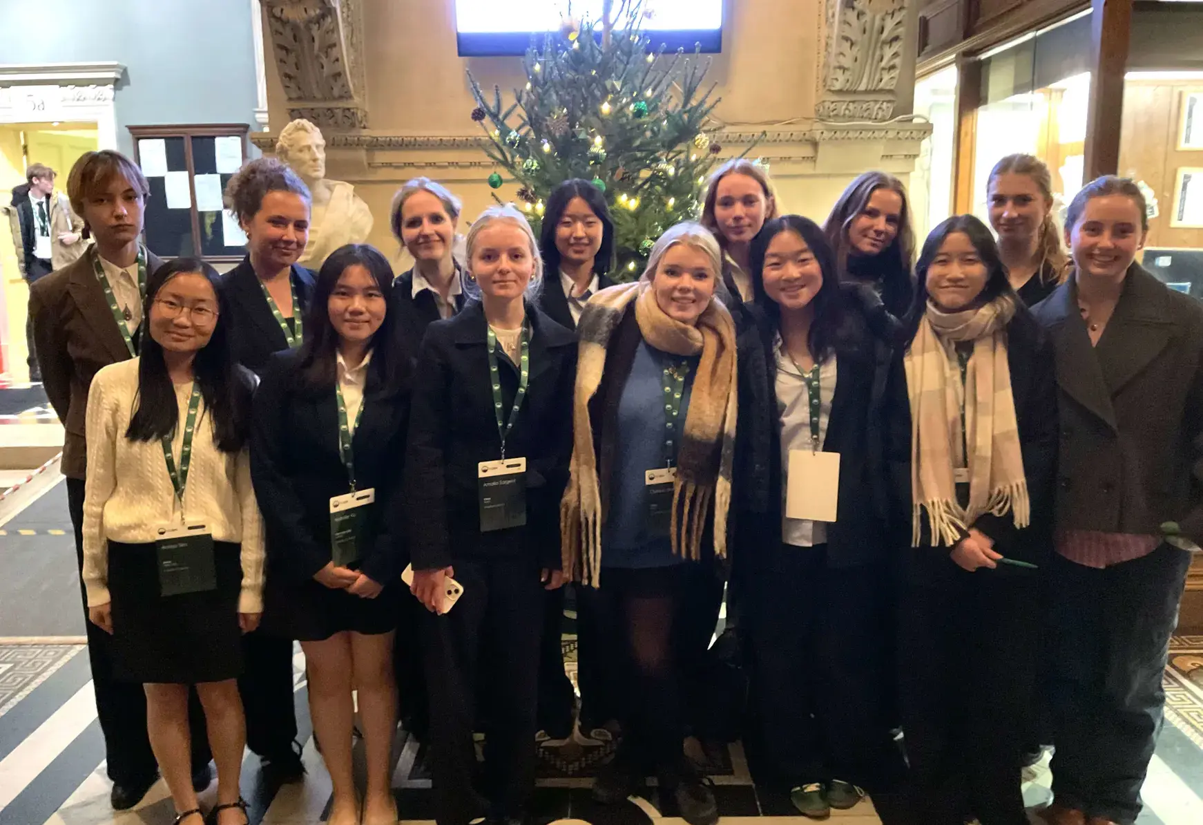 Sixth form success in global competition at Oxford University girls standing together