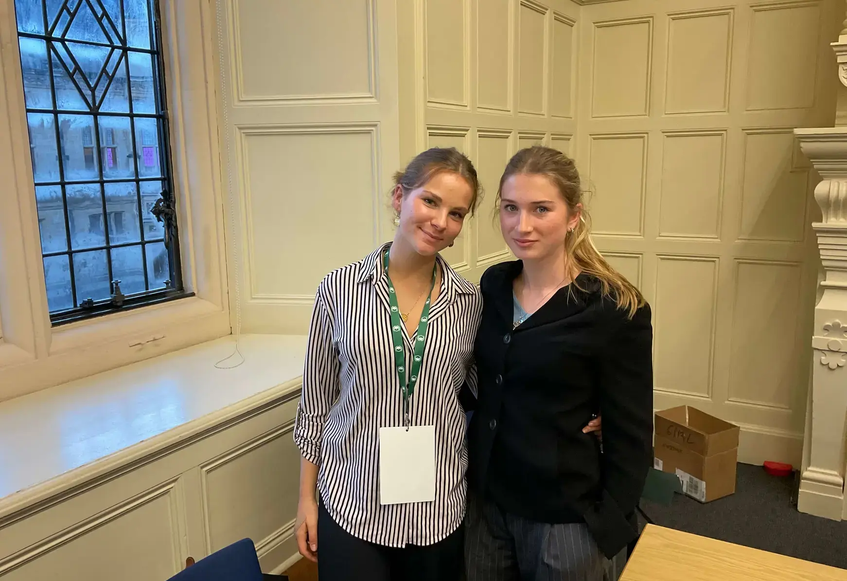 Sixth form success in global competition at Oxford University girls standing together