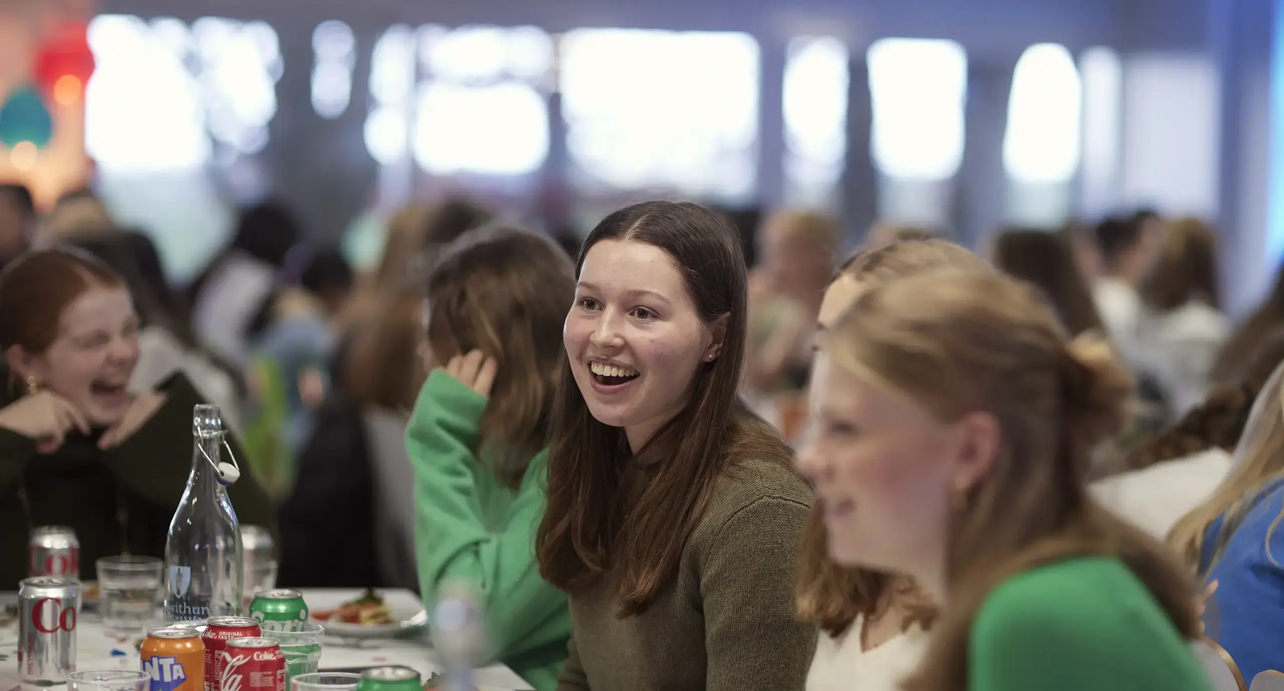 Students at St Swithun's School for girls in Hampshire eating dinner