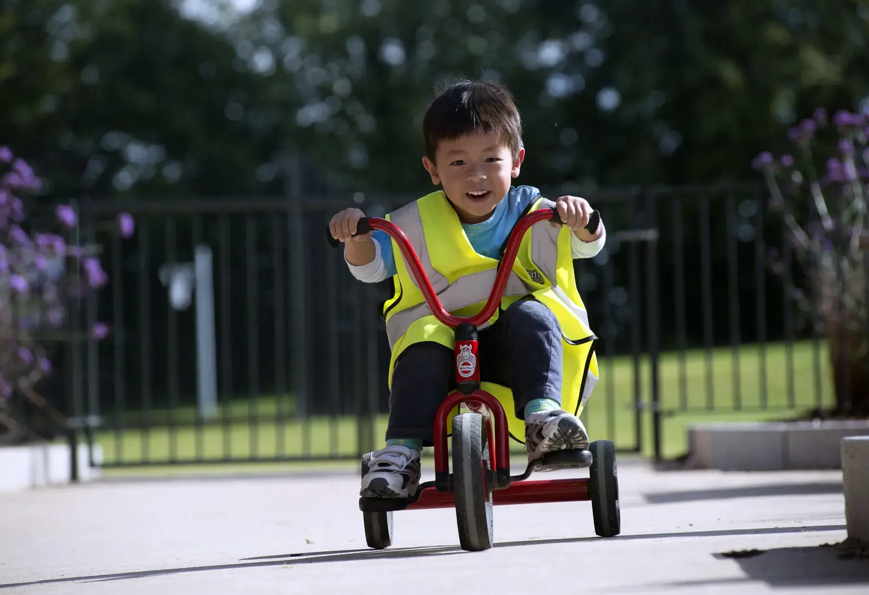 Preschool student playing outdoors St Swithun's Winchester Hampshire
